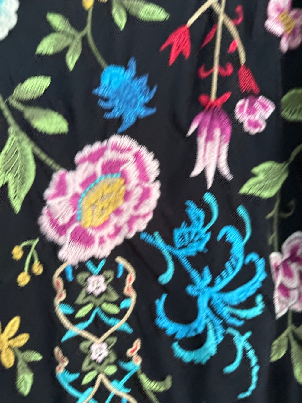 Johnny Was Black Maxi Dress with Multicolor Floral Embroidery - Picture 4 of 12